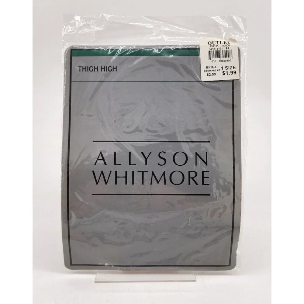 Vintage New Allyson Whitmore Thigh High Pantyhose Stockings Nylon Nude One Size‎